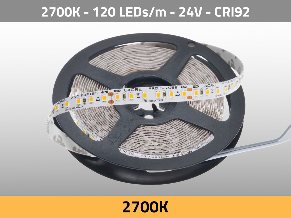 LED Streifen Kunstlicht 2700K 24V 26W/m 120LEDs/m CRI92 LED Streifen Kunstlicht 2700K 24V 26W/m 120LEDs/m CRI92