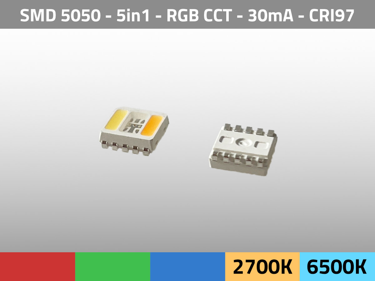 LED SMD 5050 5in1 CRI97 TLCI99 RGB CCT Hero A30024