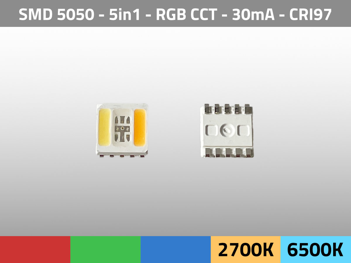LED SMD 5050 5in1 CRI97 TLCI99 RGB CCT ISO A30024