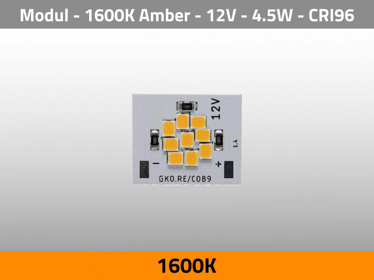 LED Modul COB 9 1600K Amber Kunstlicht 12V CRI96 LED Modul COB 9 1600K Amber Kunstlicht 12V CRI96